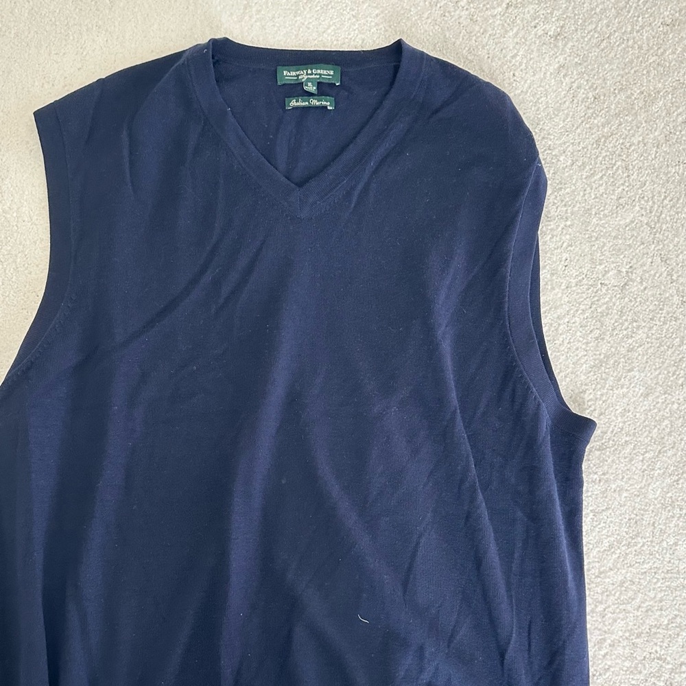 Fairway & Greene Blue Tank Top Sleeveless Knit Italian merino wool